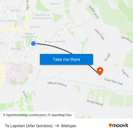 Te Lapidari (Afer Qendres) to Matiqan map