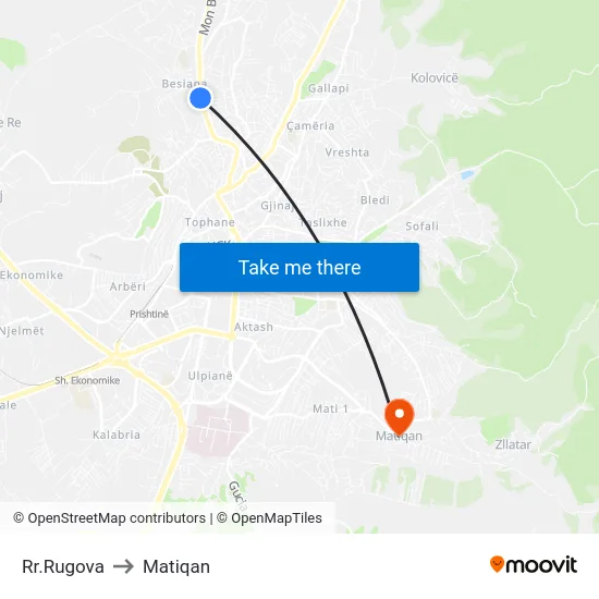 Rr.Rugova to Matiqan map