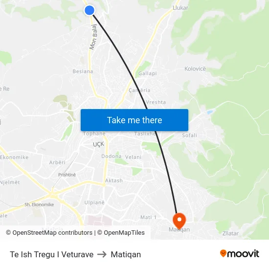 Te Ish Tregu I Veturave to Matiqan map