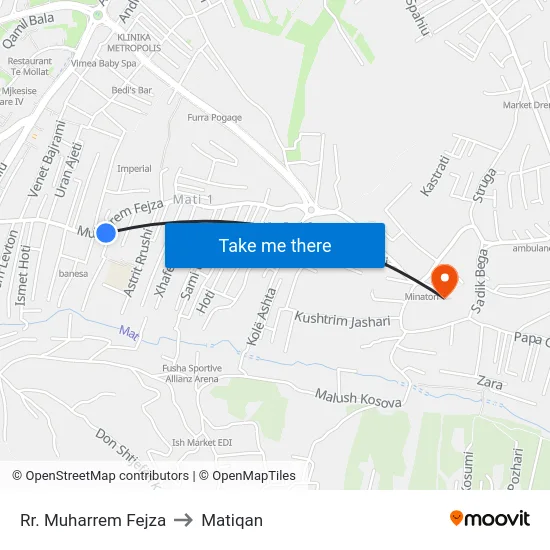 Rr. Muharrem Fejza to Matiqan map