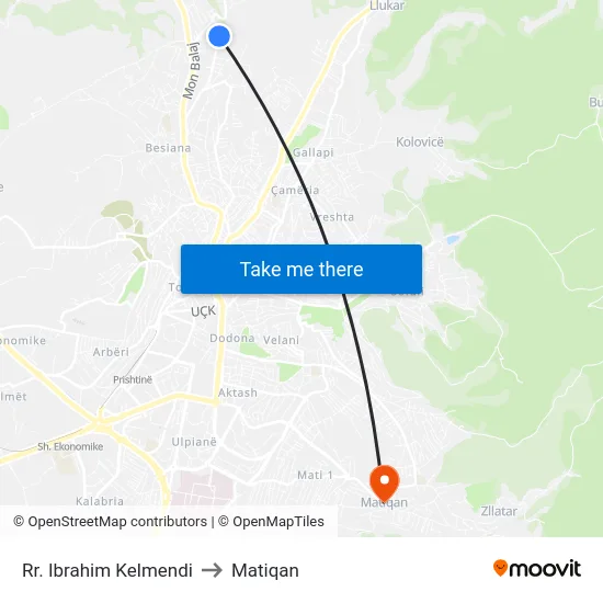 Rr. Ibrahim Kelmendi to Matiqan map