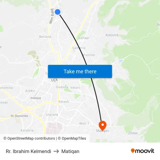 Rr. Ibrahim Kelmendi to Matiqan map