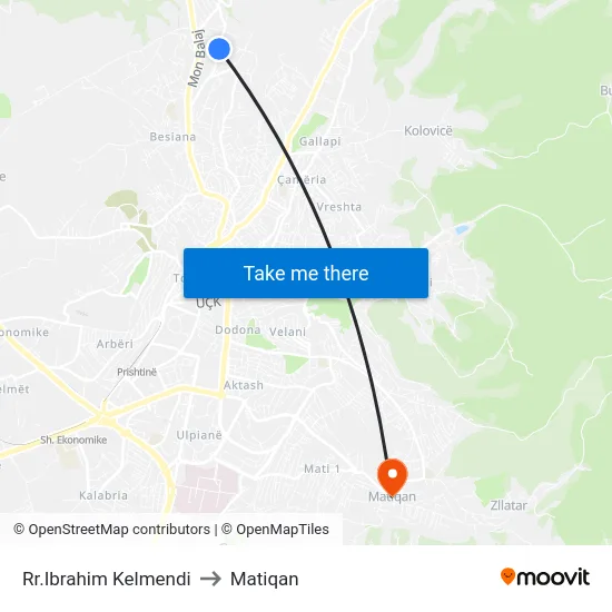 Rr.Ibrahim Kelmendi to Matiqan map