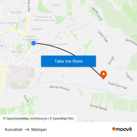 Konviktet to Matiqan map