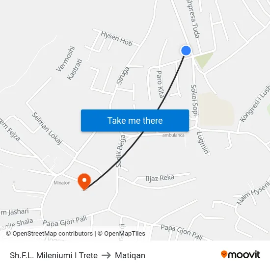 Sh.F.L. Mileniumi I Trete to Matiqan map