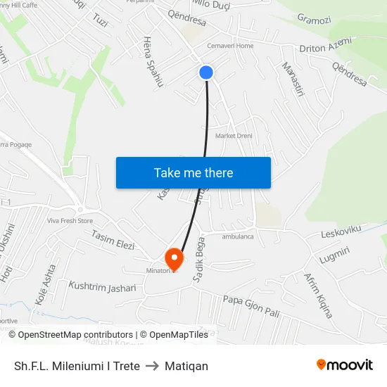 Sh.F.L. Mileniumi I Trete to Matiqan map