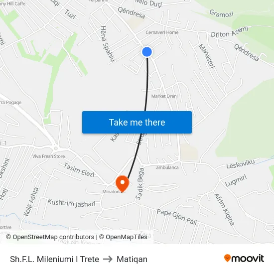 Sh.F.L. Mileniumi I Trete to Matiqan map