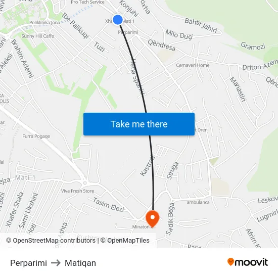 Perparimi to Matiqan map