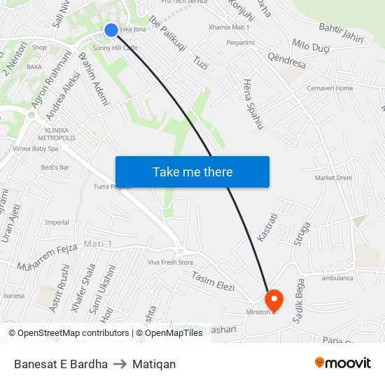 Banesat E Bardha to Matiqan map