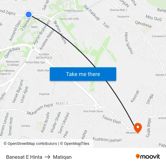 Banesat E Hinta to Matiqan map