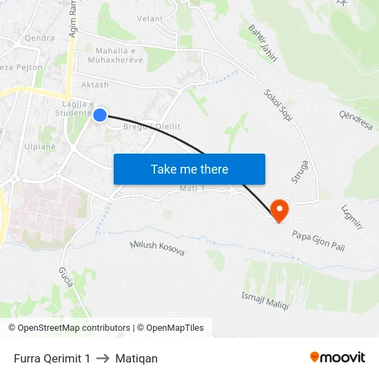 Furra Qerimit 1 to Matiqan map