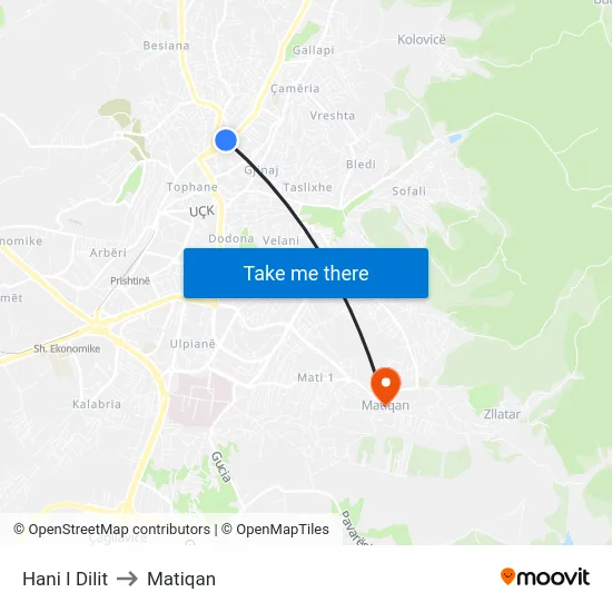 Hani I Dilit to Matiqan map