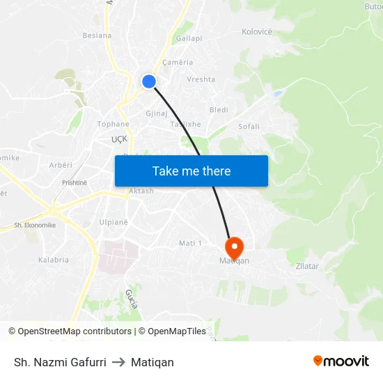 Sh. Nazmi Gafurri to Matiqan map