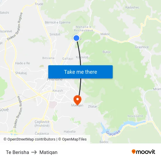 Te Berisha to Matiqan map