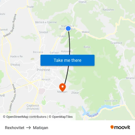 Rexhovitet to Matiqan map