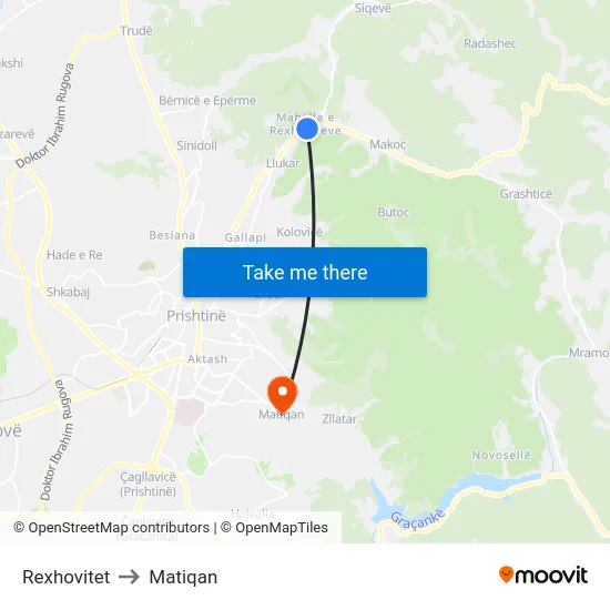 Rexhovitet to Matiqan map