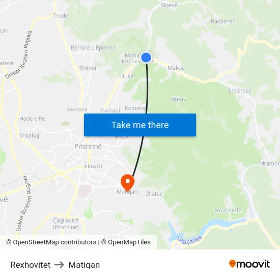 Rexhovitet to Matiqan map