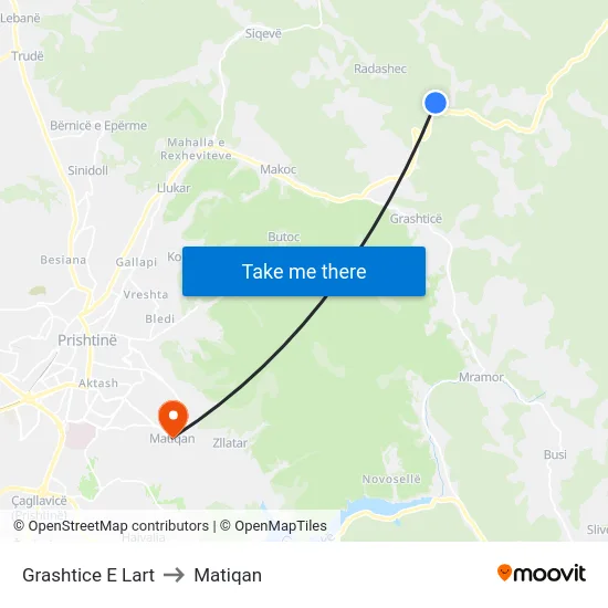 Grashtice E Lart to Matiqan map