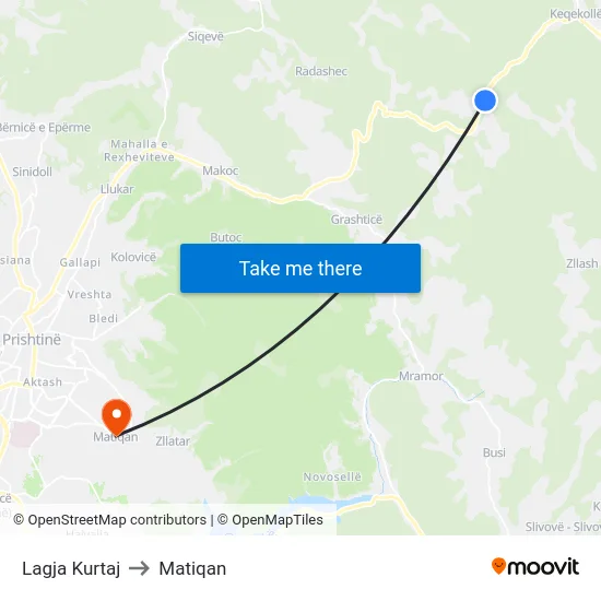 Lagja Kurtaj to Matiqan map