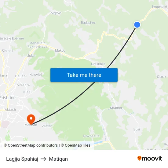 Lagjja Spahiaj to Matiqan map