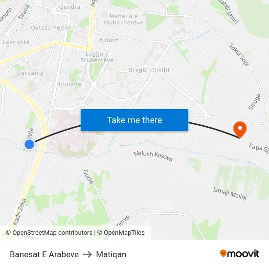 Banesat E Arabeve to Matiqan map