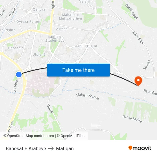 Banesat E Arabeve to Matiqan map