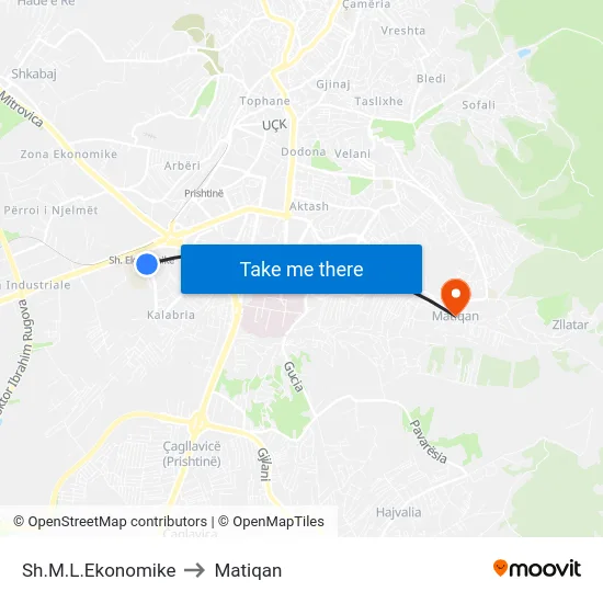 Sh.M.L.Ekonomike to Matiqan map