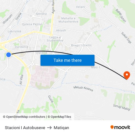 Stacioni I Autobuseve to Matiqan map