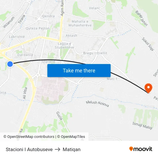 Stacioni I Autobuseve to Matiqan map