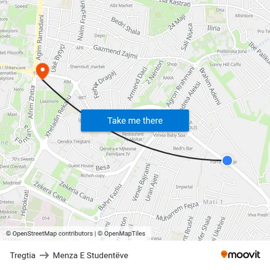 Tregtia to Menza E Studentëve map