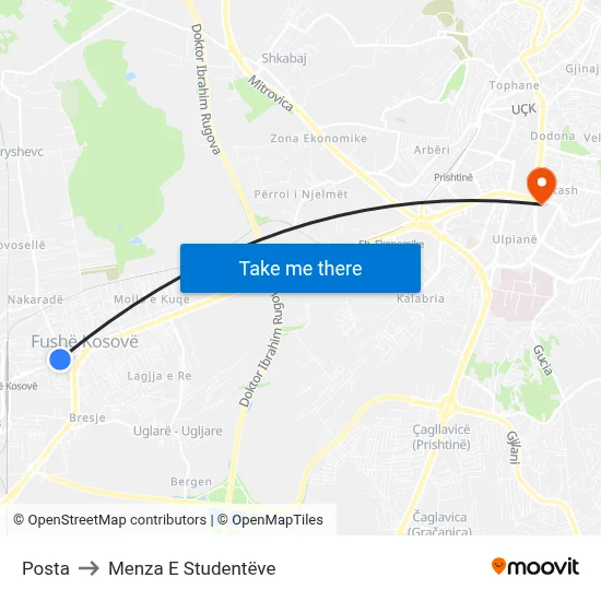 Posta to Menza E Studentëve map