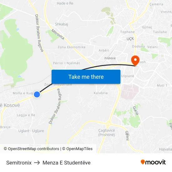 Semitronix to Menza E Studentëve map