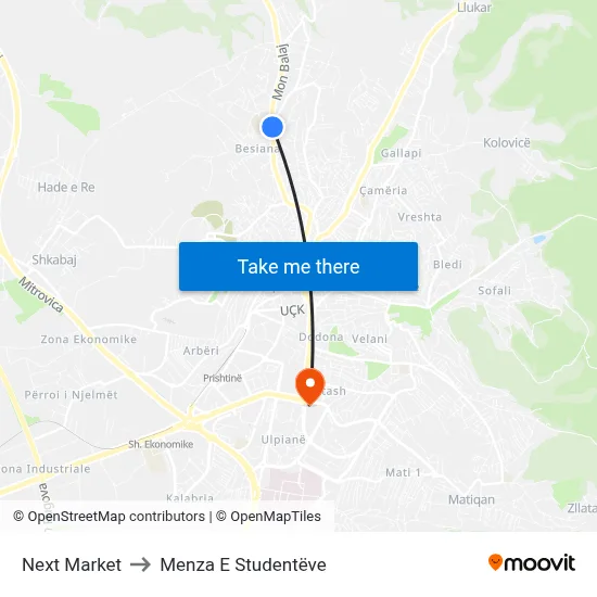 Next Market to Menza E Studentëve map