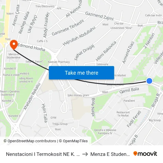 Nenstacioni I Termokosit NE K. Diellit to Menza E Studentëve map