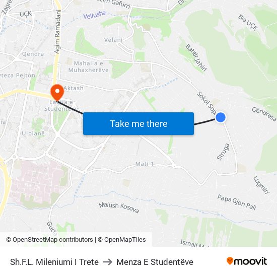 Sh.F.L. Mileniumi I Trete to Menza E Studentëve map