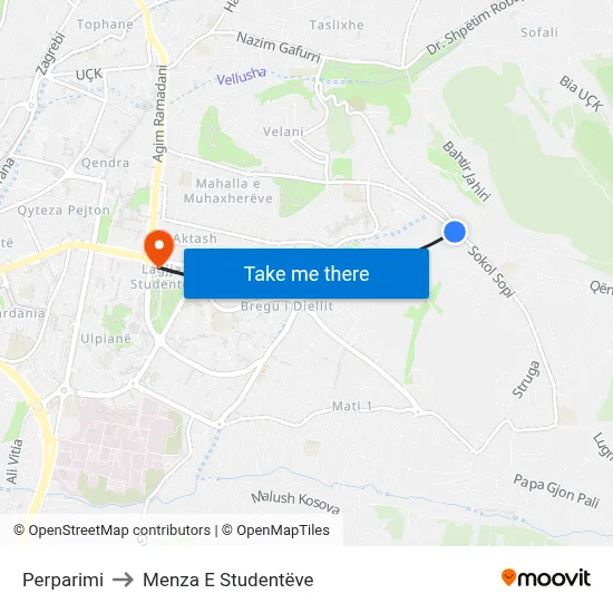 Perparimi to Menza E Studentëve map