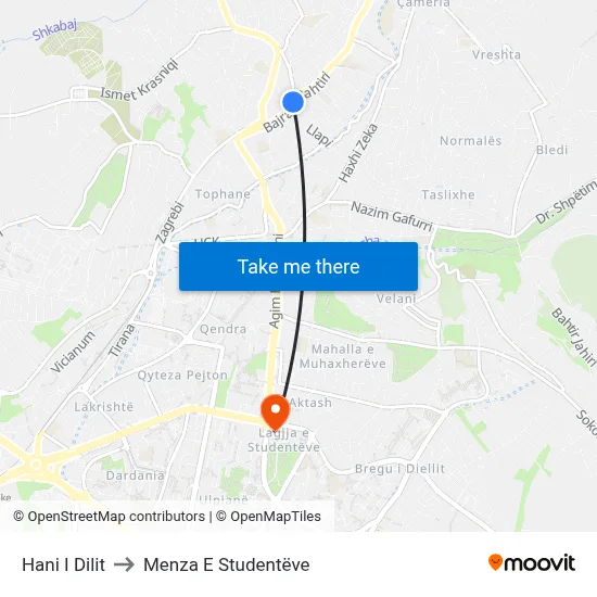 Hani I Dilit to Menza E Studentëve map