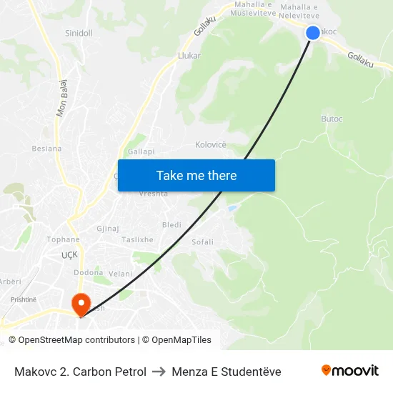 Makovc 2. Carbon Petrol to Menza E Studentëve map
