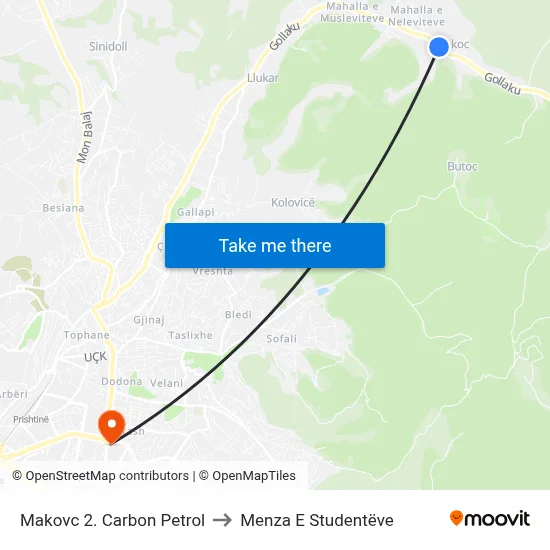 Makovc 2. Carbon Petrol to Menza E Studentëve map