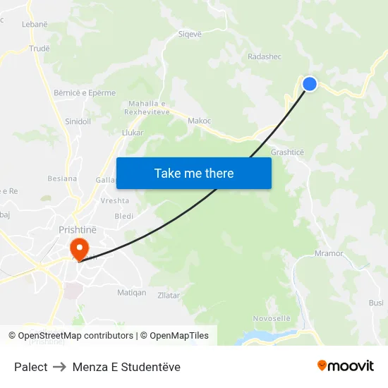 Palect to Menza E Studentëve map