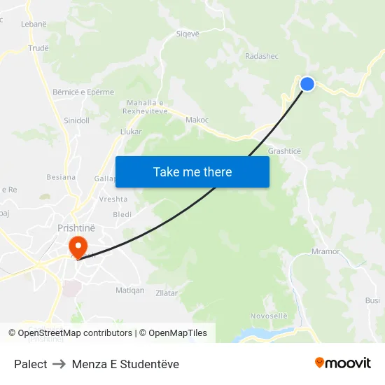 Palect to Menza E Studentëve map