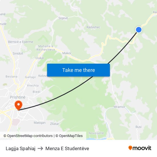 Lagjja Spahiaj to Menza E Studentëve map