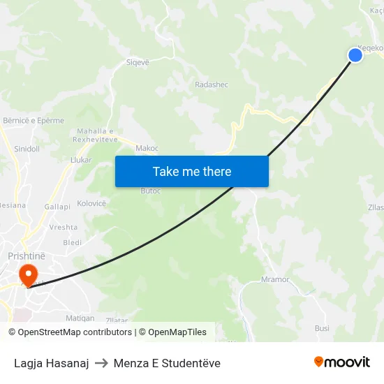 Lagja Hasanaj to Menza E Studentëve map