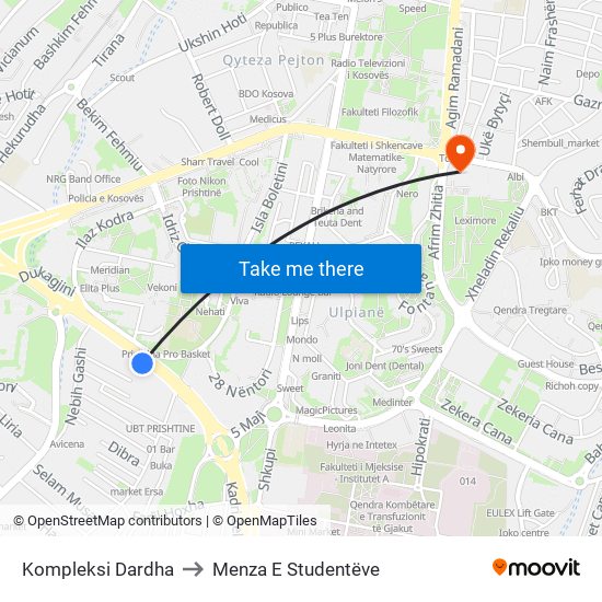 Kompleksi Dardha to Menza E Studentëve map