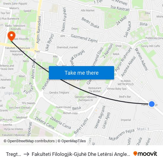 Tregtia to Fakulteti Filologjik-Gjuhë Dhe Letërsi Angleze map