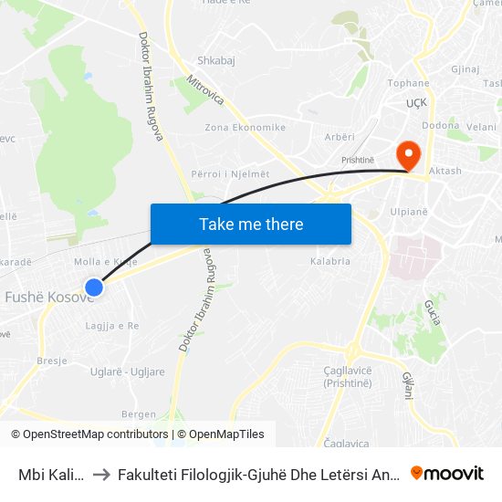 Mbi Kalimi to Fakulteti Filologjik-Gjuhë Dhe Letërsi Angleze map