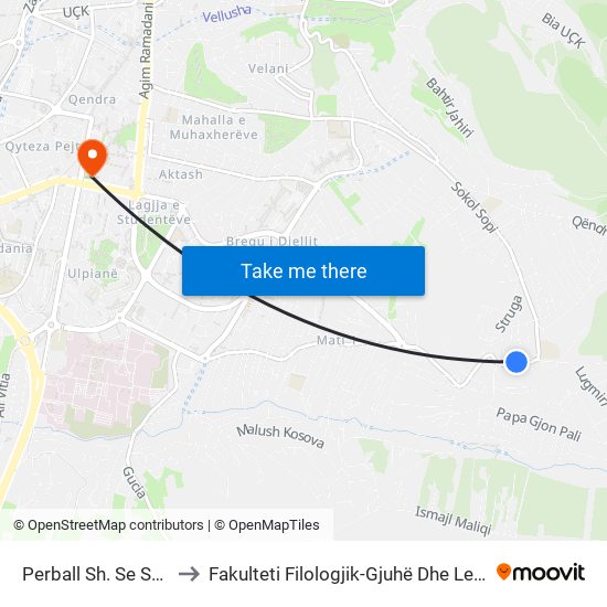 Perball Sh. Se Shendetit to Fakulteti Filologjik-Gjuhë Dhe Letërsi Angleze map