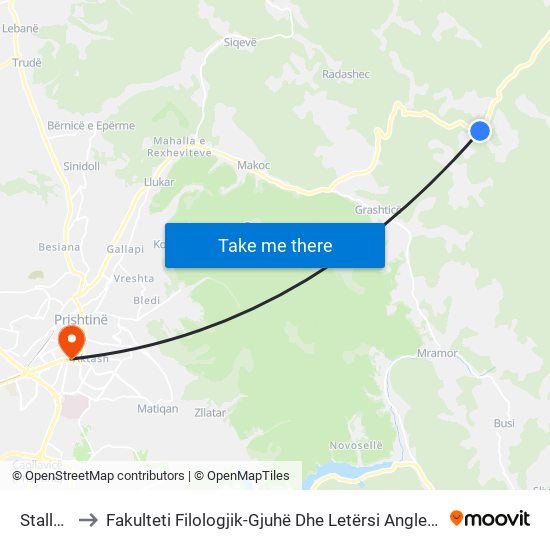 Stallov to Fakulteti Filologjik-Gjuhë Dhe Letërsi Angleze map