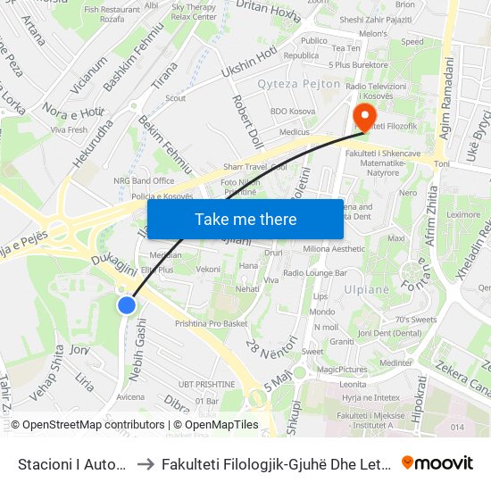 Stacioni I Autobuseve to Fakulteti Filologjik-Gjuhë Dhe Letërsi Angleze map