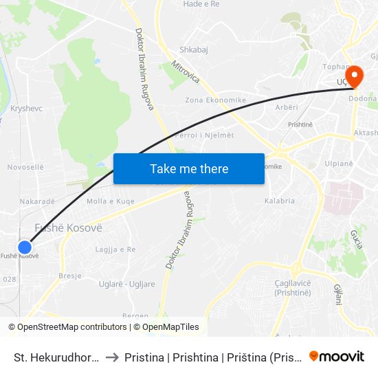 St. Hekurudhor-F.K to Pristina | Prishtina | Priština (Prishtina) map
